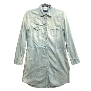 American Eagle Outfitters Shirt Dress S Denim Chambray Cotton Button Up